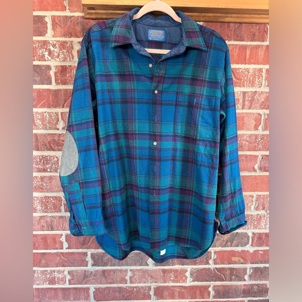 Vintage Pendleton Wool Plaid Elbow patch flannel